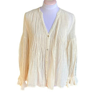 Twelve‎ Twelve Women's Cotton Blouse, Size Small, Gauzy, Off-White, Peasant